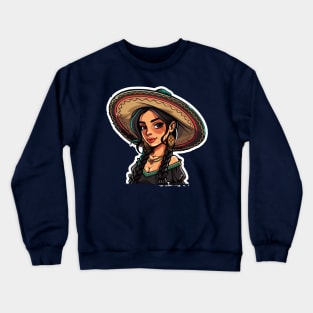 Cinco de mayo mexican twin ponytail mexican girl Crewneck Sweatshirt